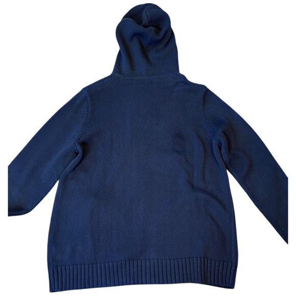 EUC Ralph Lauren 100% Cotton Knit Full Zip Hoodie Sweater Navy Size Small - Picture 13 of 14